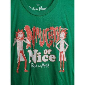 Adult Swim, NWOT, Rick and Morty, Naughty or Nice green T-shirt, Size small